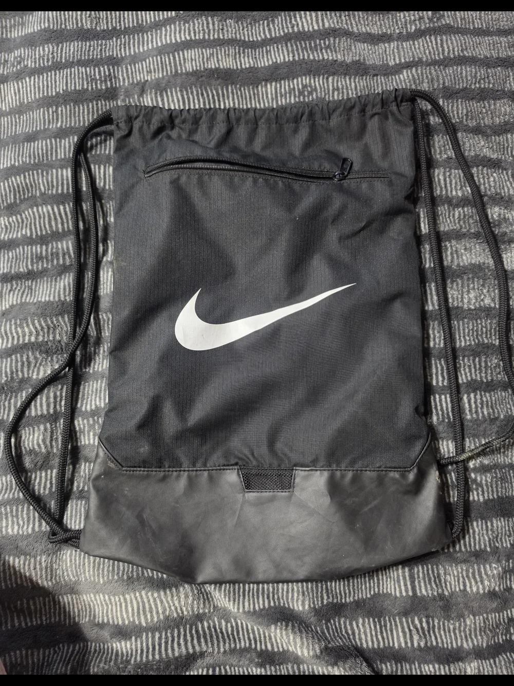 Nike Black Drawstring Gym Sack with White Swoosh